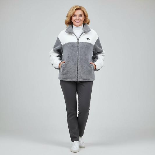 Camille – Two-Tone Fleece Zip Jacket